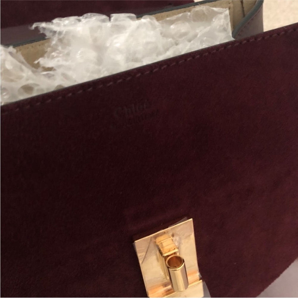 Chloé Small Drew Shoulder Bag - Burgundy Leather & Suede with COA - Authentic ✅ - Picture 8 of 10